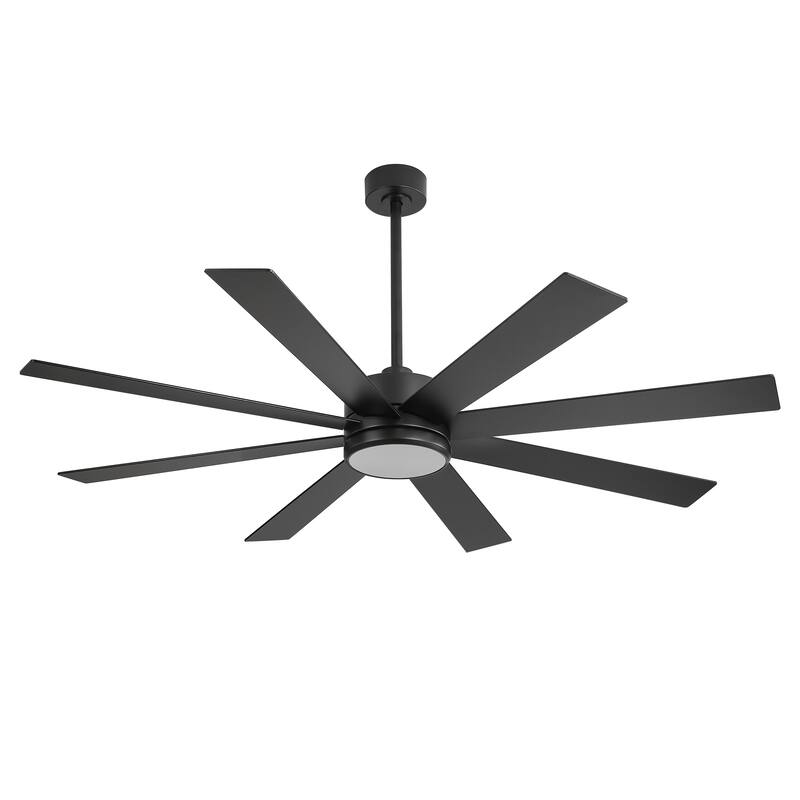 65-inch Black Ceiling Fan with LED Light Remote and Downrod(8-Blade)