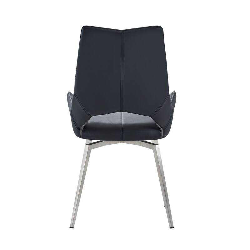 Set of 2 Bucket Style Dining Chairs with Metalic Silver Base