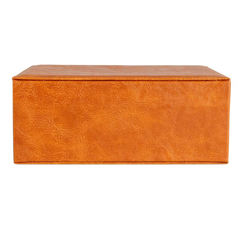 Household Essentials Vegan Leather 2-Layer Jewelry Organizer Box with Clasp Closure - 9.3"L x 7.3"W x 3.8"H