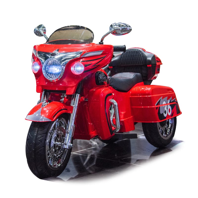 Kids 3-Wheel Motorcycle with Dual Seats, Ride-On Motorcycle Red Electric Motorcycle with LED Headlight