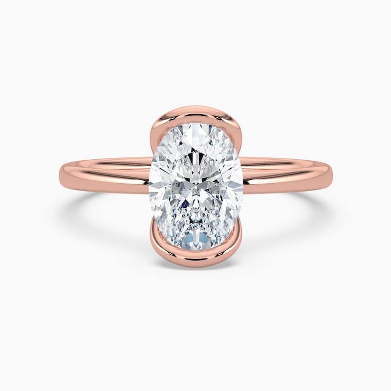 Auriya 14K Gold Lab Grown Diamond Oval Large Loop Solitaire Engagement Ring 1.00 - 5.00ct. tw. (F-G, VS) - 4.00 carats - 6.5 - Rose