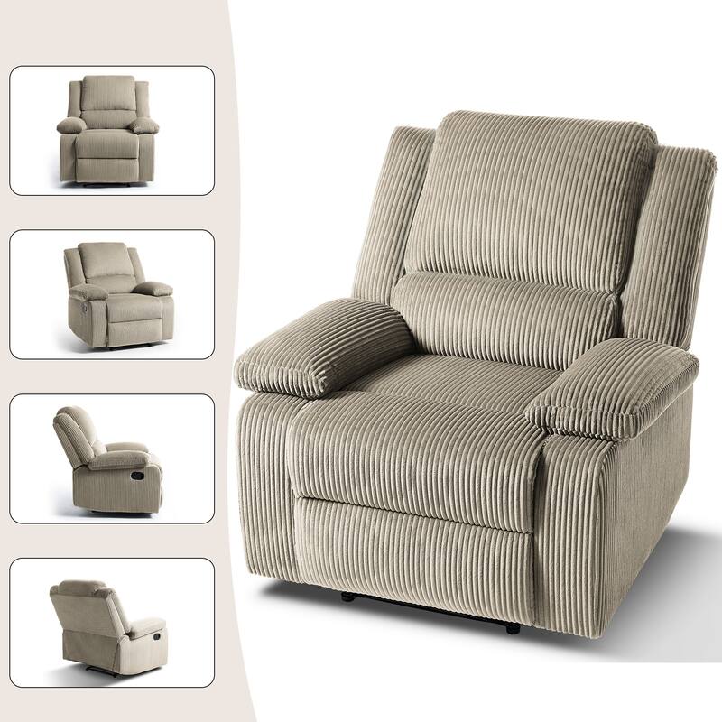 Corduroy Manual Recliner Glider Club Chair with Footrest