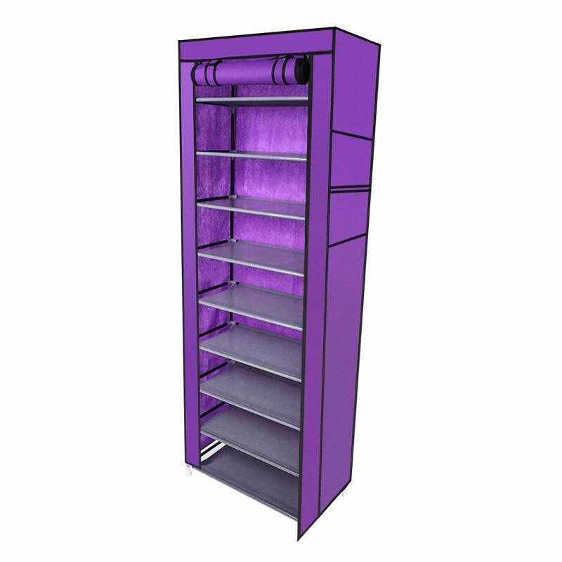 10 Tiers Portabl Storage Closet Organizer Shoe Rack Cover 3 Colors