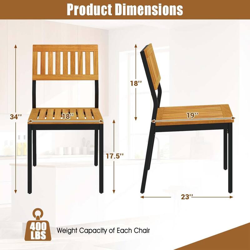 Patio Dining Chair Outdoor Armless Chairs All-Weather Bistro Chairs