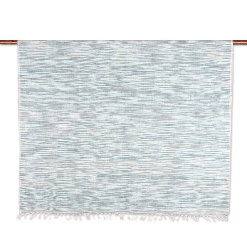 Novica Handmade Aqua Heaven Cotton Throw Blanket