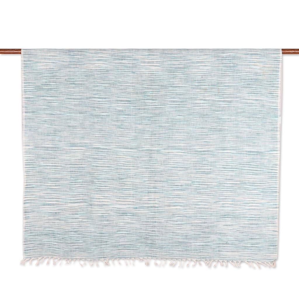 Novica Handmade Aqua Heaven Cotton Throw Blanket