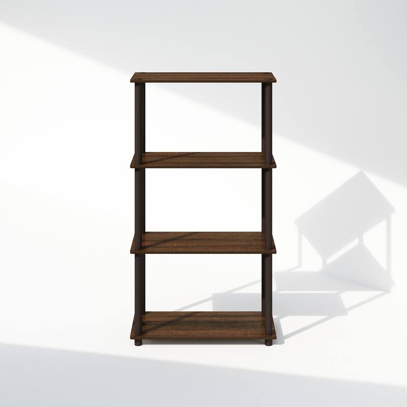 43.25 in. Tall Walnut/Brown Wood 4-Shelf Bookcase