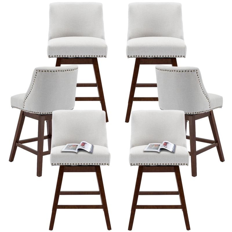 Counter Height Swivel Nail Head Upholstered Barstools Set of 4