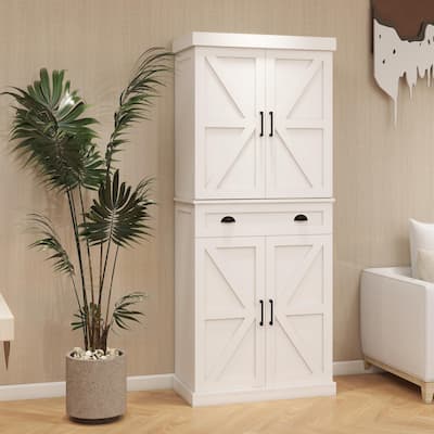 71" Kitchen Pantry Storage Cabinet with 4 Doors, 1 Drawer, 2 Adjustable Shelves