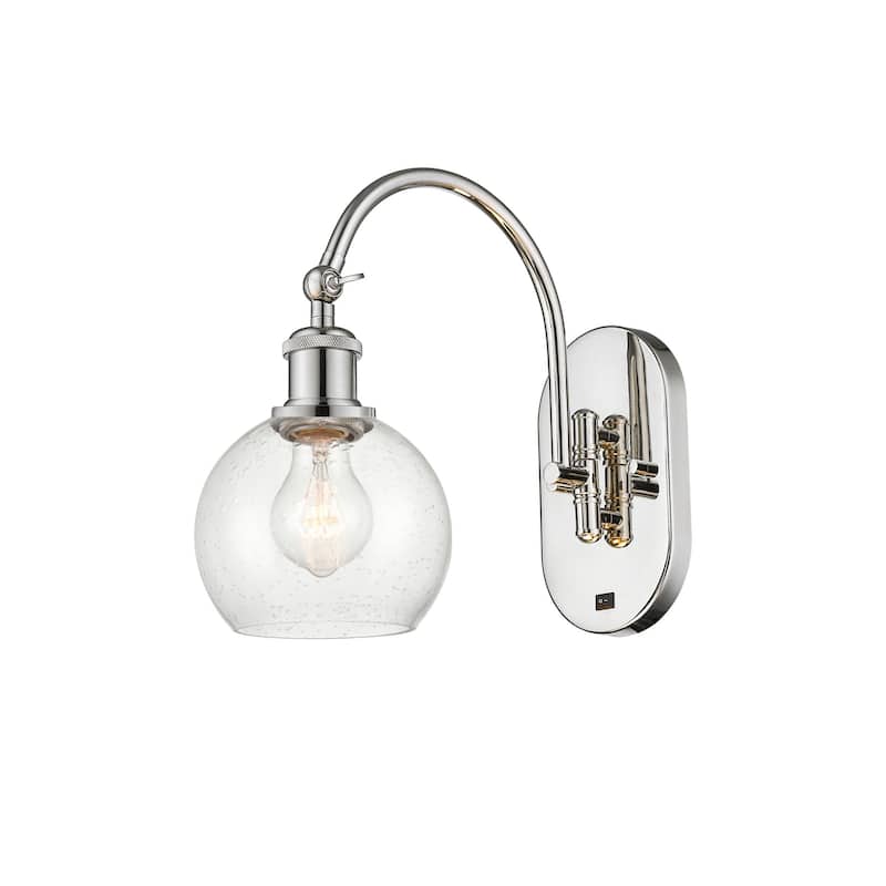 Innovations Lighting 518-1W-12-6 Athens Sconce Athens 12" Tall Wall - Polished Nickel / Seedy
