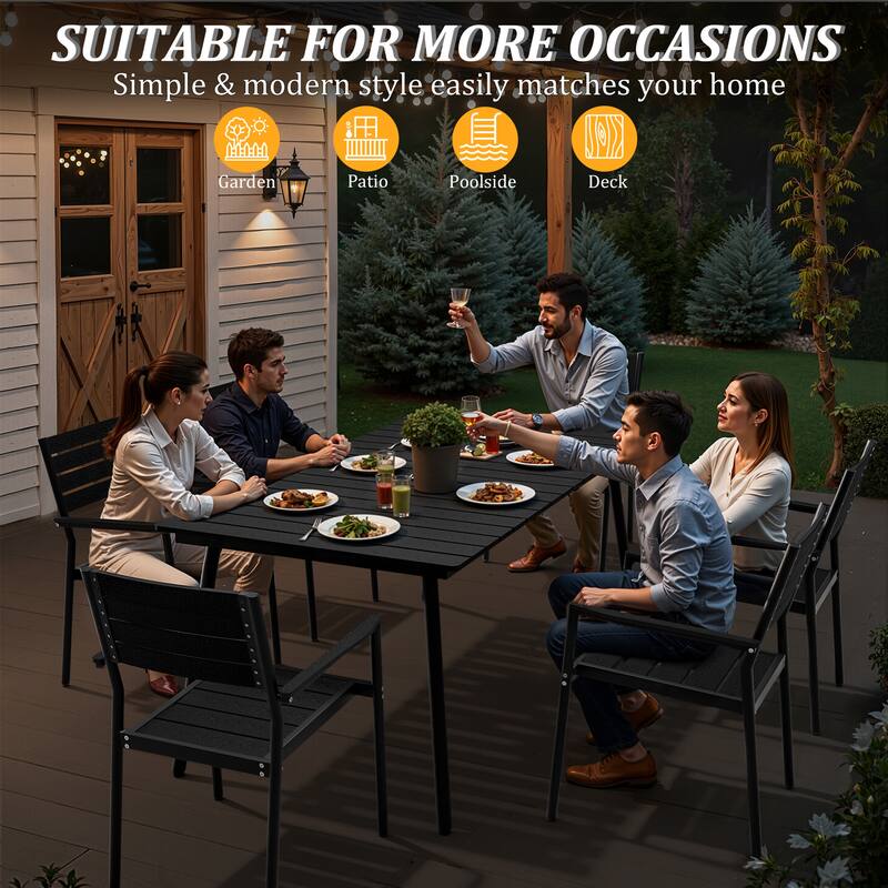 Pellebant Outdoor Aluminum Rectangular Dining Table