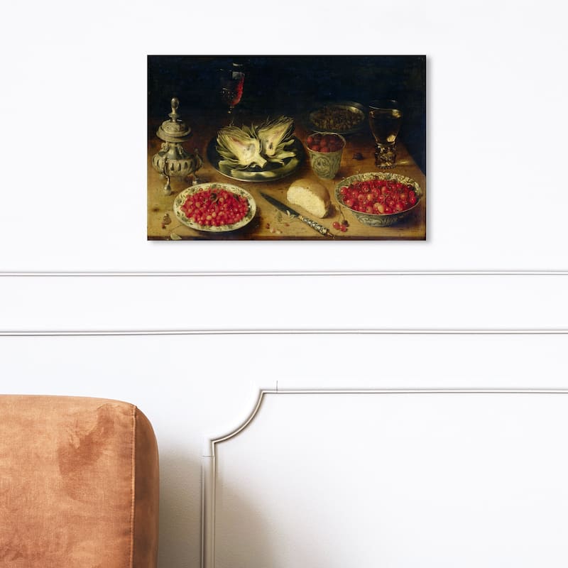 Wynwood Studio 'Arranged Dinner Table' Classic and Figurative Wall Art Canvas Print Classic - Red, Brown - 24 x 16