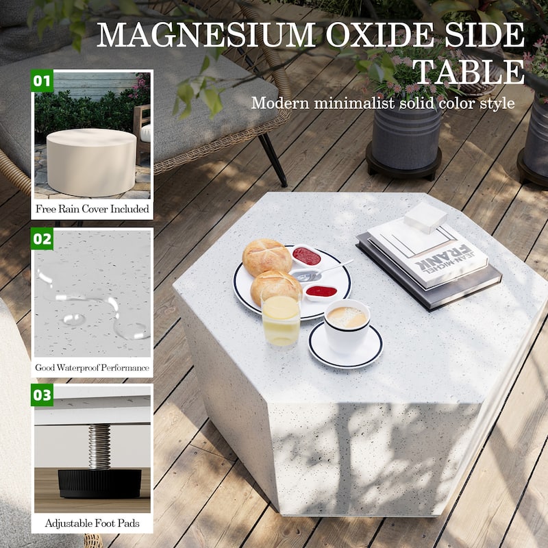 Patio Watcher 28 Inches Hexagonal Concrete Side Table for Indoor and Outdoor Use - 28" x 28"