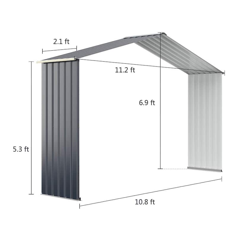 Gymax Outdoor Storage Shed Extension Kit for 7/9.1/11.2 ft Shed Width