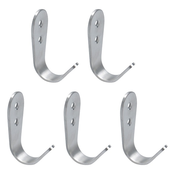 5pcs Wall Hooks Stainless Steel 68mm Hook Coat Towel Wall DIY Hanger w Screws - Height: 2.7"; Thickness: 0.12"