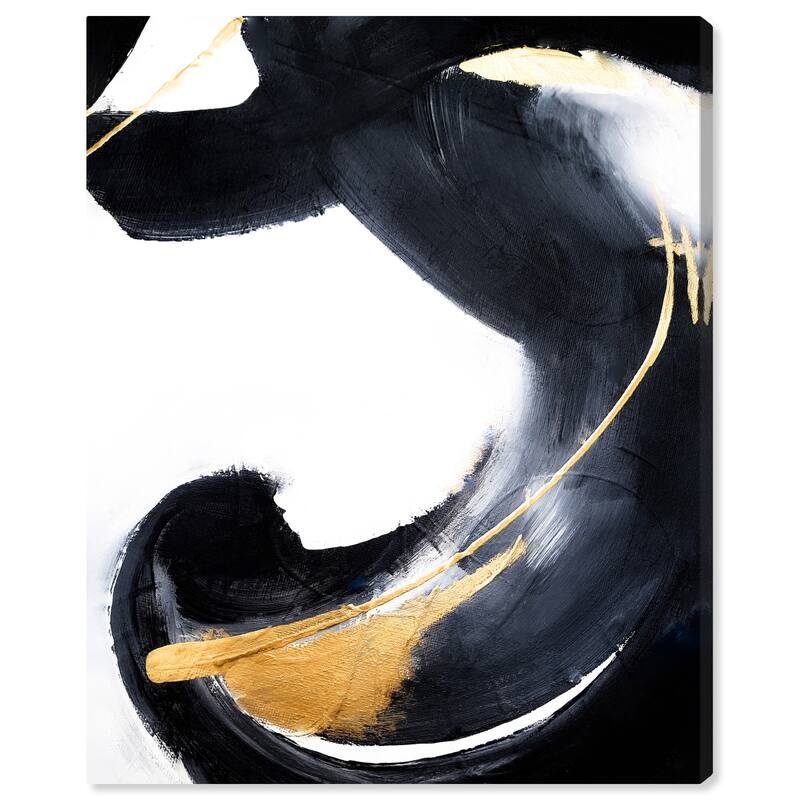 Wynwood Studio Abstract Stormy Black and Metallic Gold Modern & Contemporary Wall Art Canvas Print