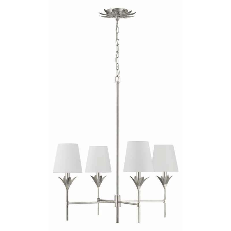 Broche 4 Light Antique Silver Chandelier - 28"W x 28"H x 28"D