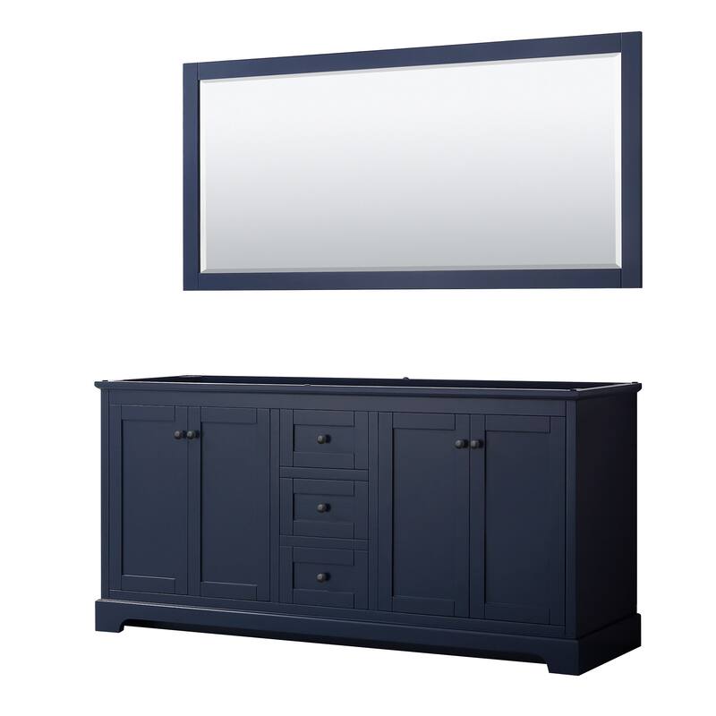 Wyndham Collection Avery 72" Double Free Standing Vanity Cabinet - - Dark Blue / Matte Black Hardware