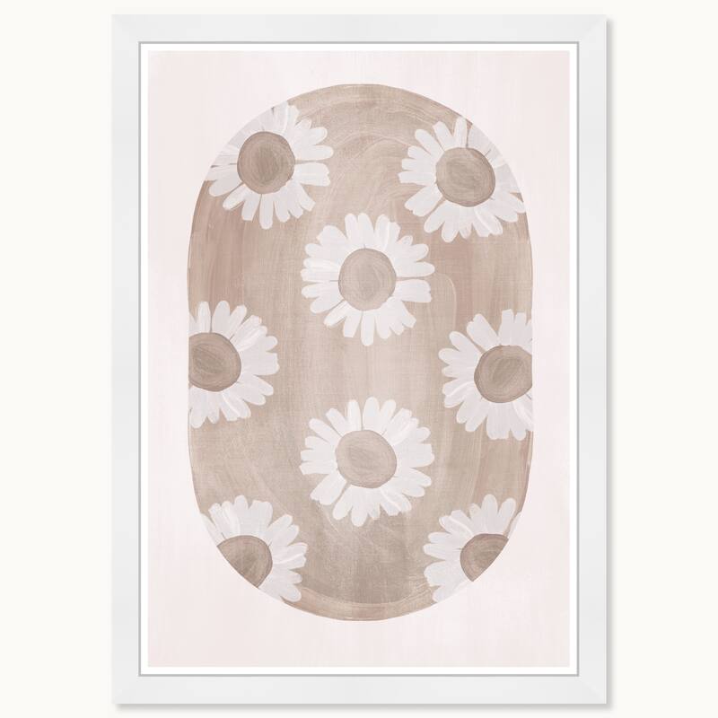 Wynwood Studio Faded Floral Framed Boho Floral 1 Piece Canvas Wall Art - 15 x 21 - White