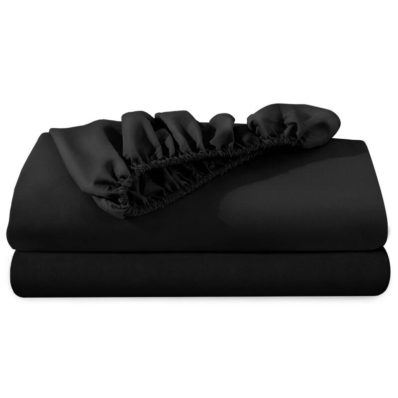 Bare Home 2-Pack Microfiber Fitted Bottom Sheets - King - Black