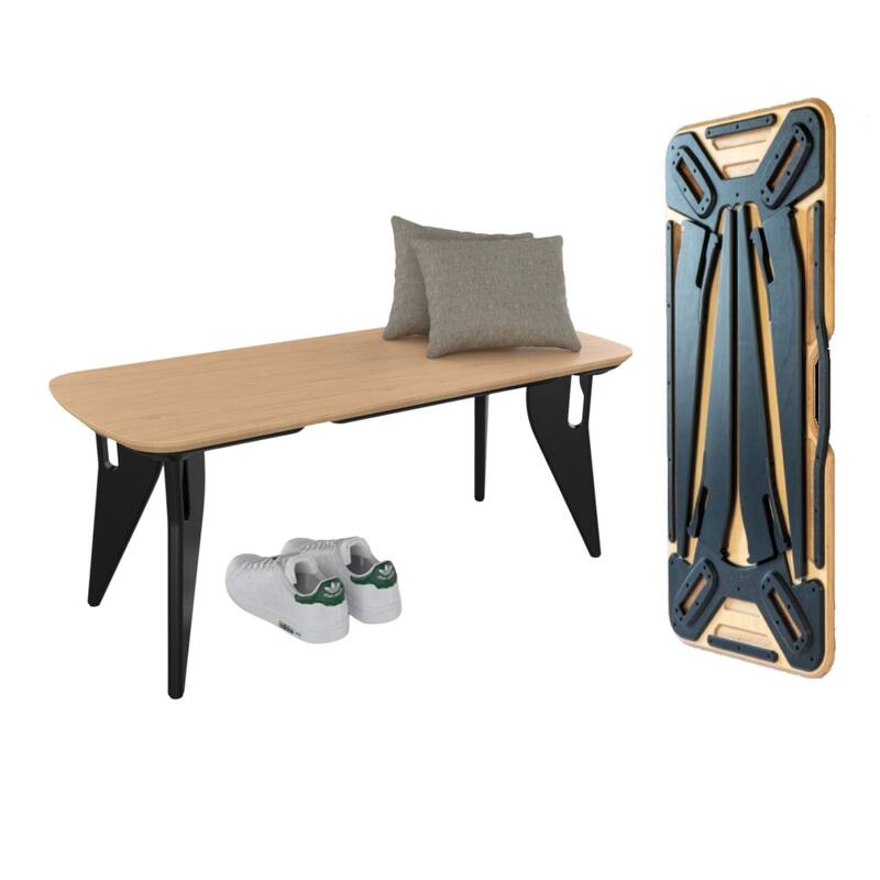 Hoek Bench - 42" L x 18" W x 17" H - Birch with Black Legs