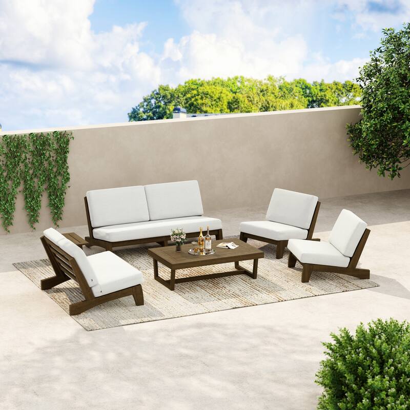 8-Piece Outdoor Sofa Set with Loveseat, 2 Club Chairs & Matching Tables