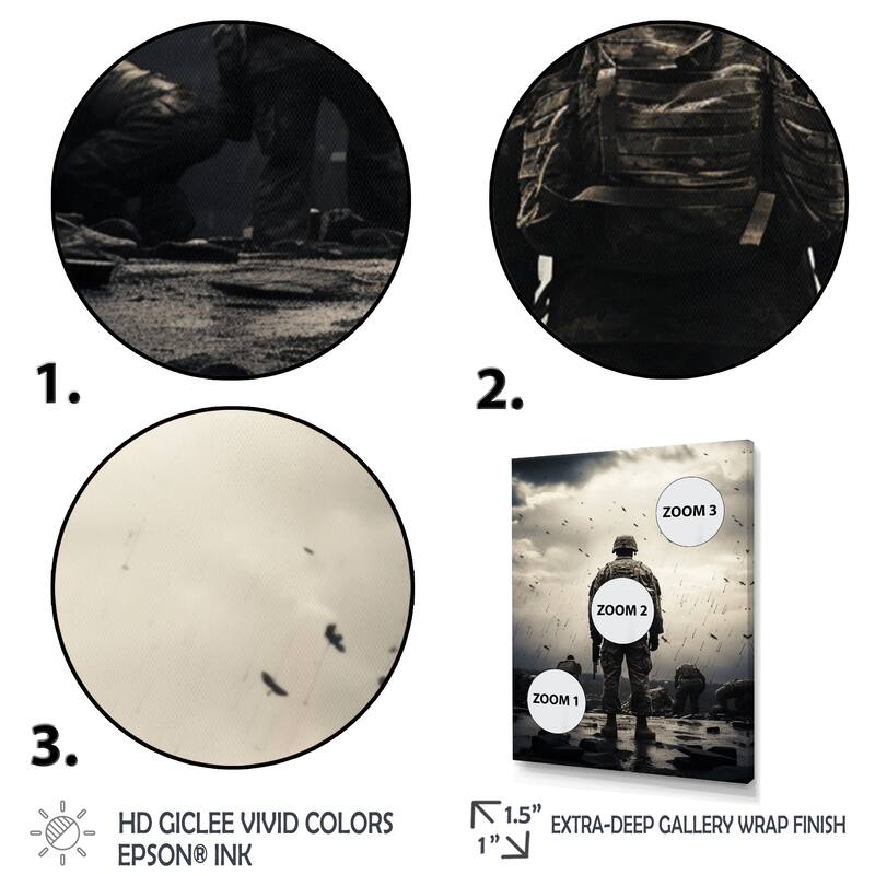 Designart "Military Honoring The Veterans II" Army Canvas Wall Art