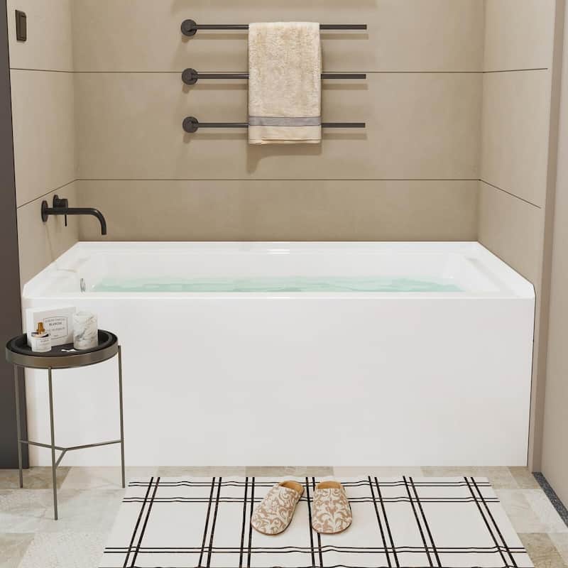 60 Inch Acrylic Rectangular Alcove Soaking Bathtub