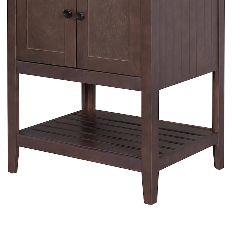 GDFStudio - Genevieve 24" Modern Bathroom Vanity with Ceramic Sink and Solid Wood Frame, Open Shelf Design
