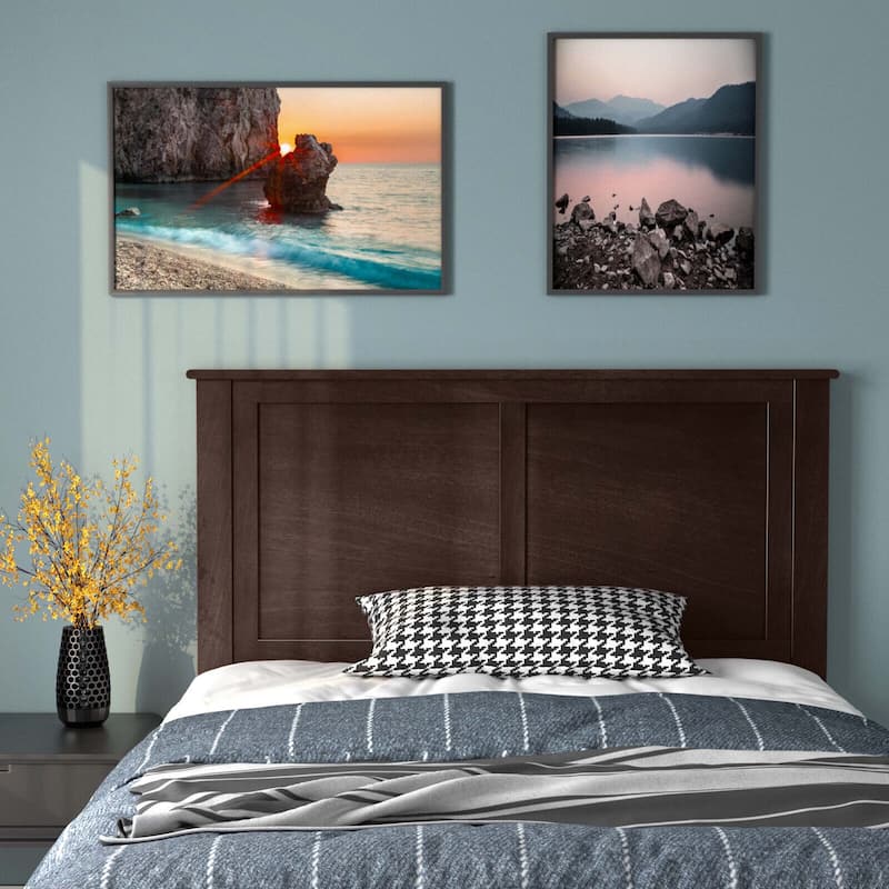 Gymax Twin Wood Headboard Flat Panel Pre-drilled Holes Height