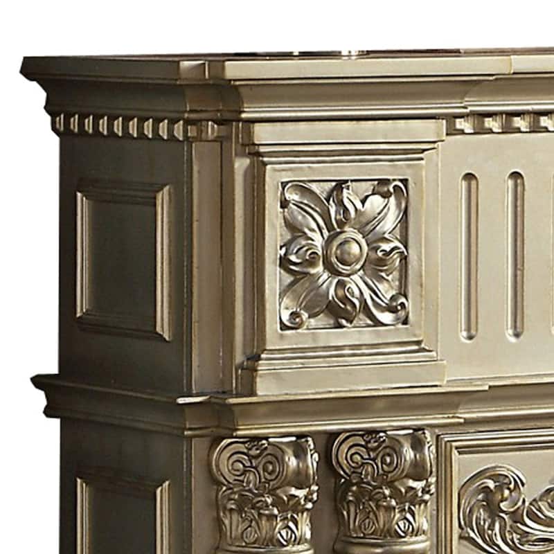 Jess 59 Inch Classical Electric Fireplace, Carved, Remote, Timer, Gold