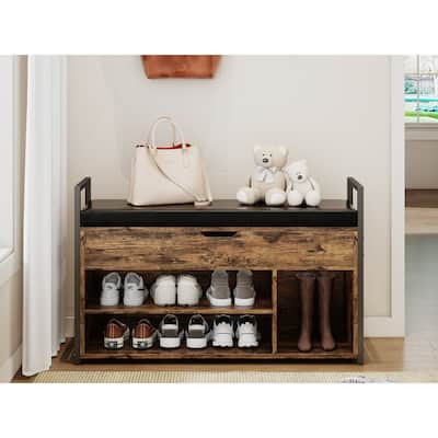 39"Shoe Storage Bench with Cushion