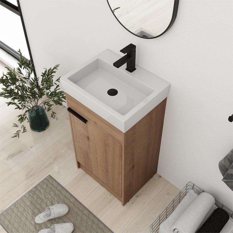 Bathroom Vanity With Sink In 16/18 Inch, Freestanding Bathroom Vanity With Soft Close Door