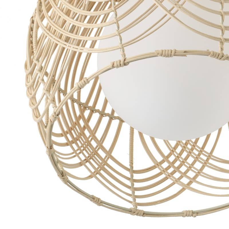 Boho Rattan Flush Mount 1 Light Copper Finish Woven Shade