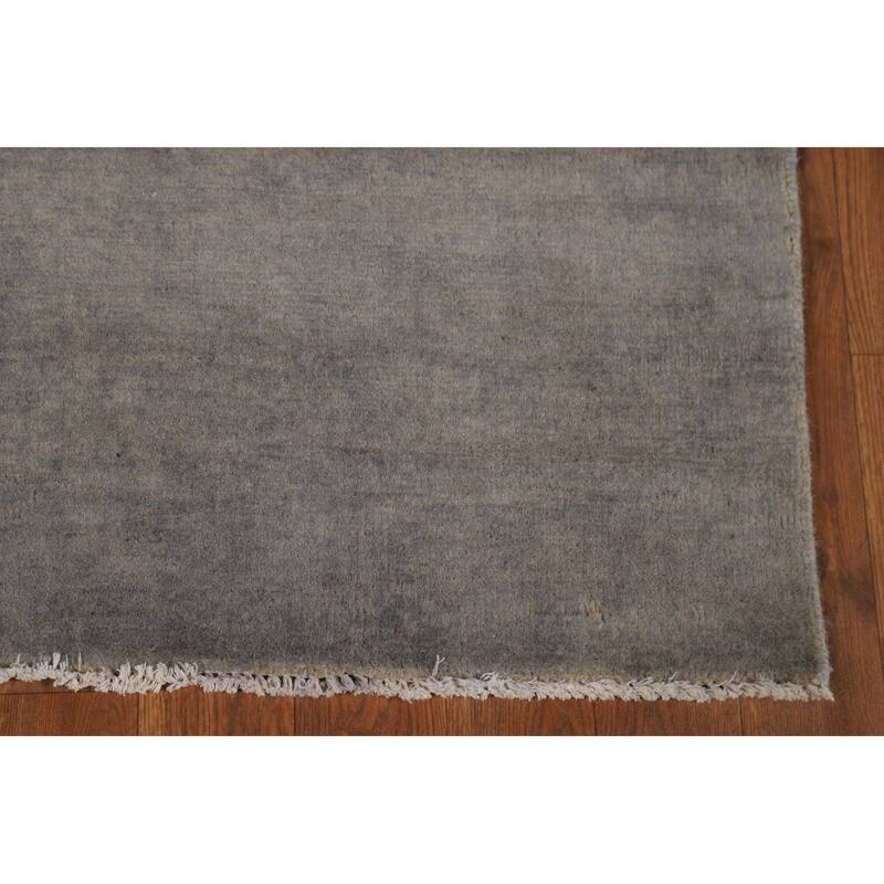 Hand Knotted Oriental 100% Wool Carpet Modern Solid Greys & Charcoal Gabbeh Area Rug - 4' 4'' X 3' 4''