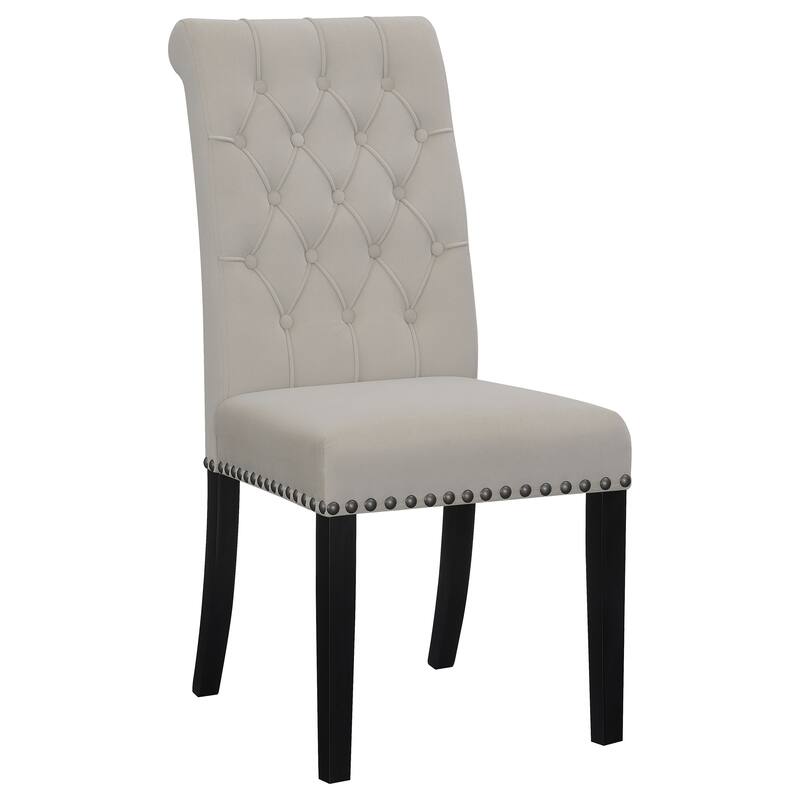 2pc Set Luxurious Feel Button-Tufted High Back Elegant Rolled Top Velvet Fabric Upholstered Nailhead Trim Tapered Legs