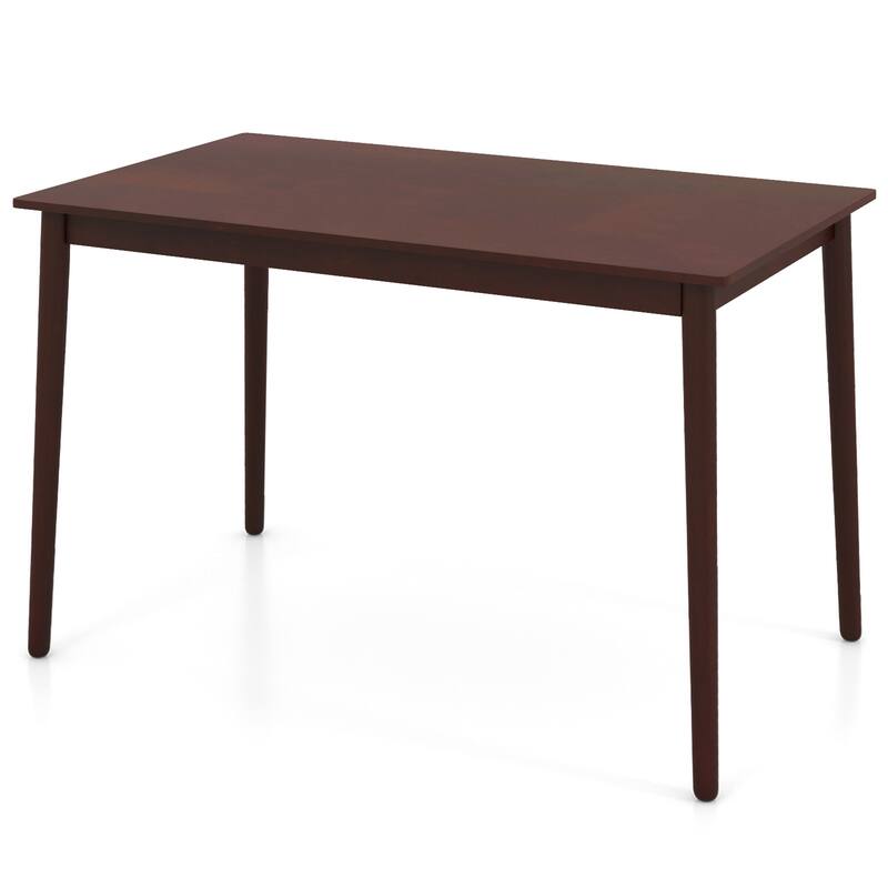 Gymax 48'' Rectangular Dining Table for 4 w/ Rubber Wood Legs Mid