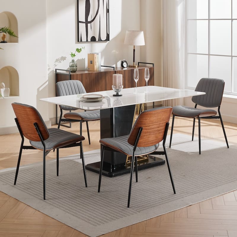 GDFStudio Mid Century Modern Armless Upholstered Dining Chairs with Metal Legs