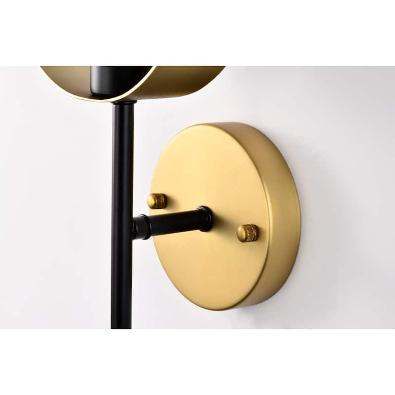 Yasmin 7 Inch Satin Gold and Matte Black Modern Single Wall Sconce