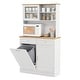 preview thumbnail 1 of 8, Gymax Double Tilt Out Trash Cabinet w/ Hutch Kitchen Pantry Storage White