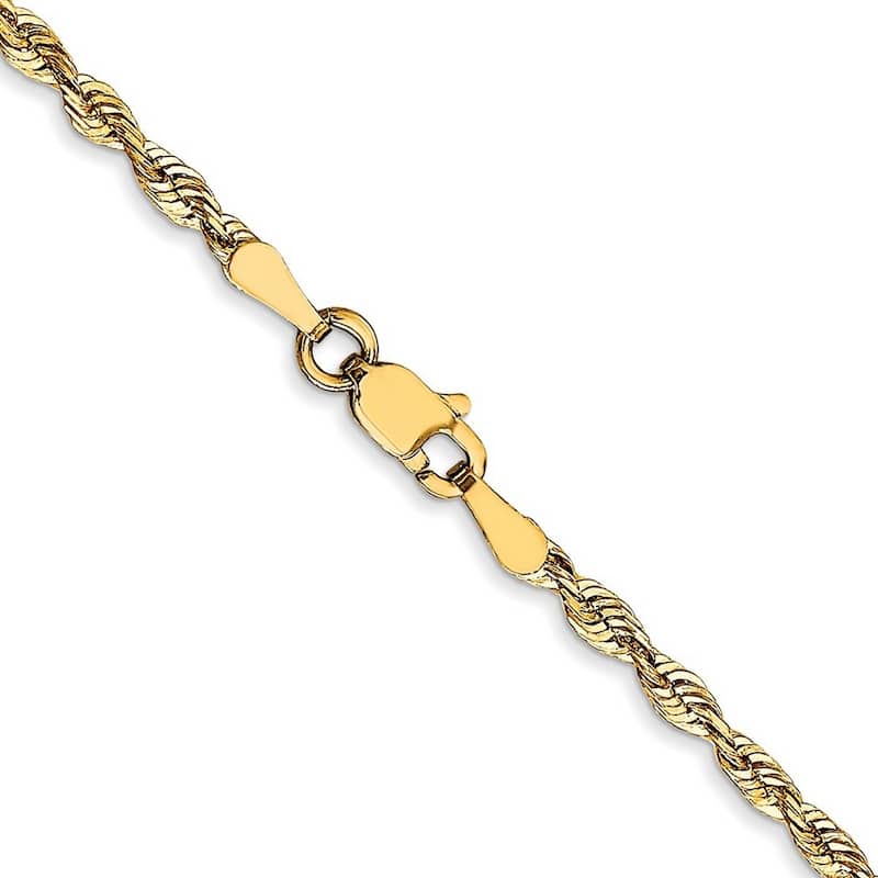 Curata 10k Yellow Gold Solid Polished Lobster Claw Closure 2.9mm Sparkle Cut Lightweight Rope Chain Bracelet 8 Inch