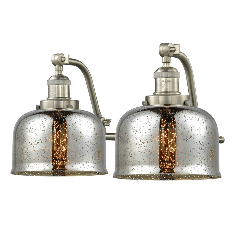 Innovations Lighting Large Bell 2 Light 18" Wide Bathroom Vanity Light - Brushed Satin Nickel / Silver Plated Mercury