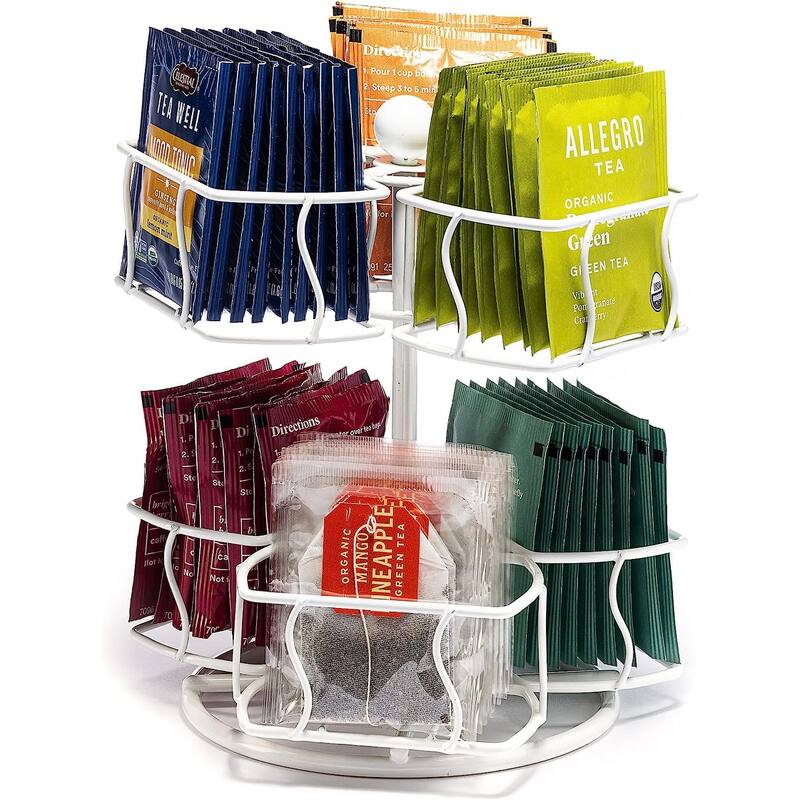 Sorbus Spinning Carousel, 2 Tier Revolving Lazy Susan, Tea Caddy Organizer for Countertop