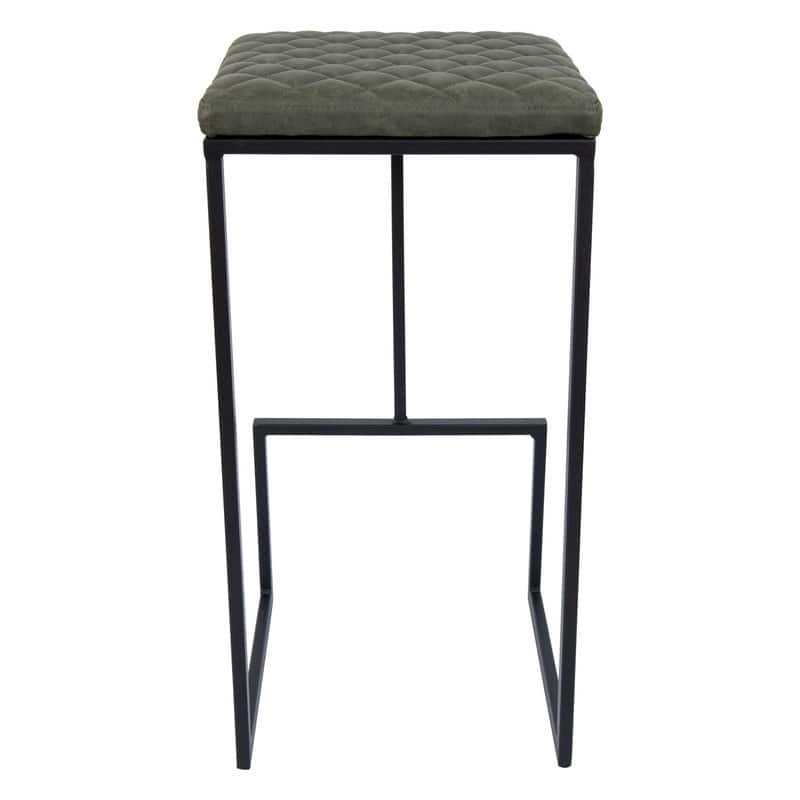 Quincy Leather Quilted Counter Height Barstool (Set of 2) with Upholstered Square Seats & Footrest for Home Bar & Kitchen