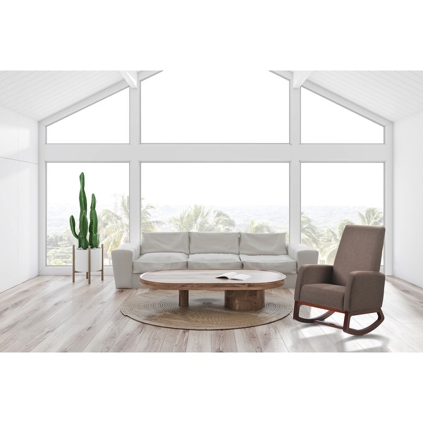 Modern Solid Wood Rocking Chair with Padded seat and Arm, Brown. Opens flyout.