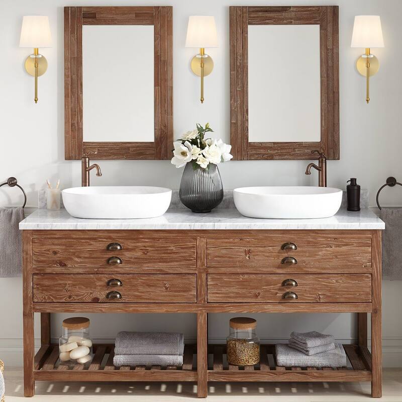 Isabella Modern Midcentury Iron LED Vanity, Brass Gold by JONATHAN Y