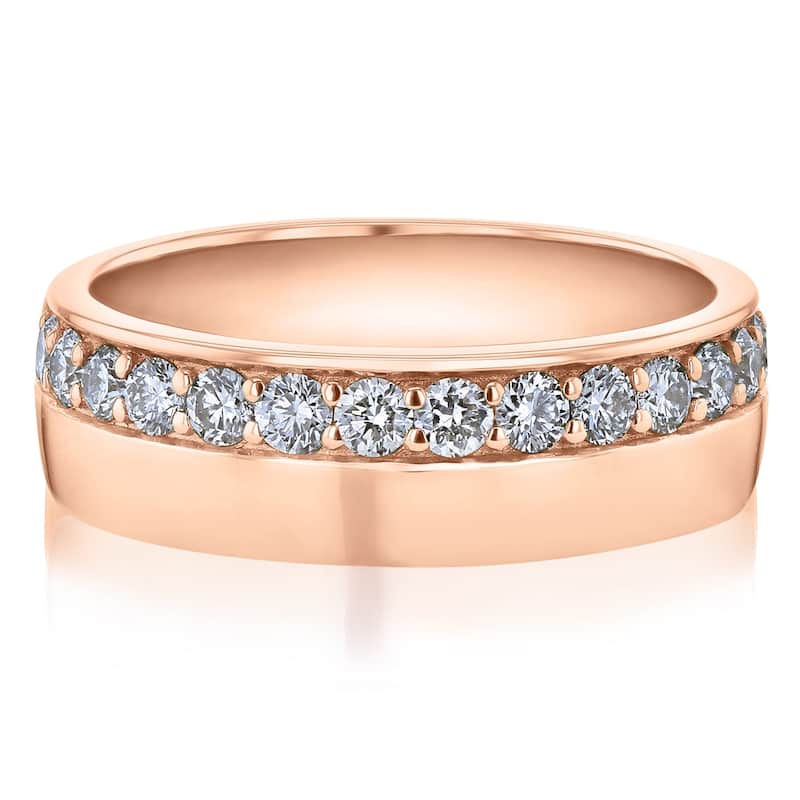 Kobelli 0.50 Carats Lab Grown Diamond Solid 14k Gold Wide Cigar Band Nico Ring - 4.5 - Rose