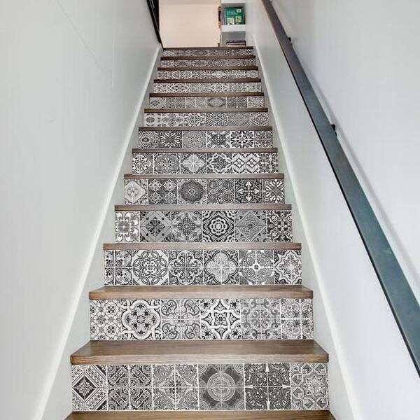 Shop Chezmax 3d Retro Pattern Stair Risers Stickers Set Staircase Decals Removable Waterproof Mural Wallpaper For Home Decoration Overstock 28845917