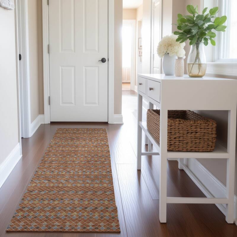 Premium Washable Super Soft Boho Global Mayfield Rug - Paprika - 2'3" x 7'6"