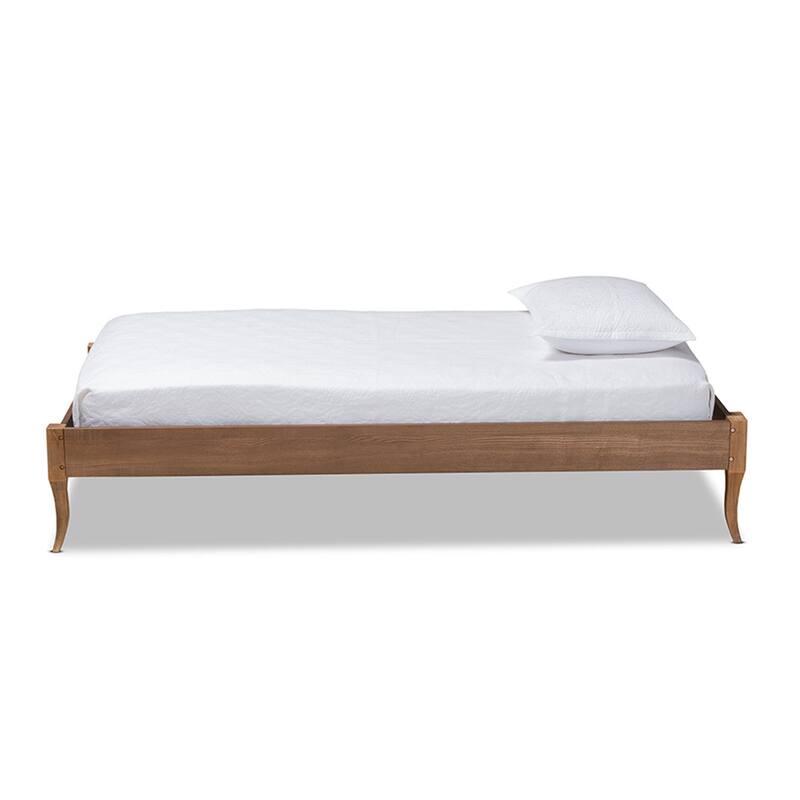 Twin Size Bed Frame Wood Platform Bed Ash Walnut Finish Saber Legs Modern Bedroom Furniture